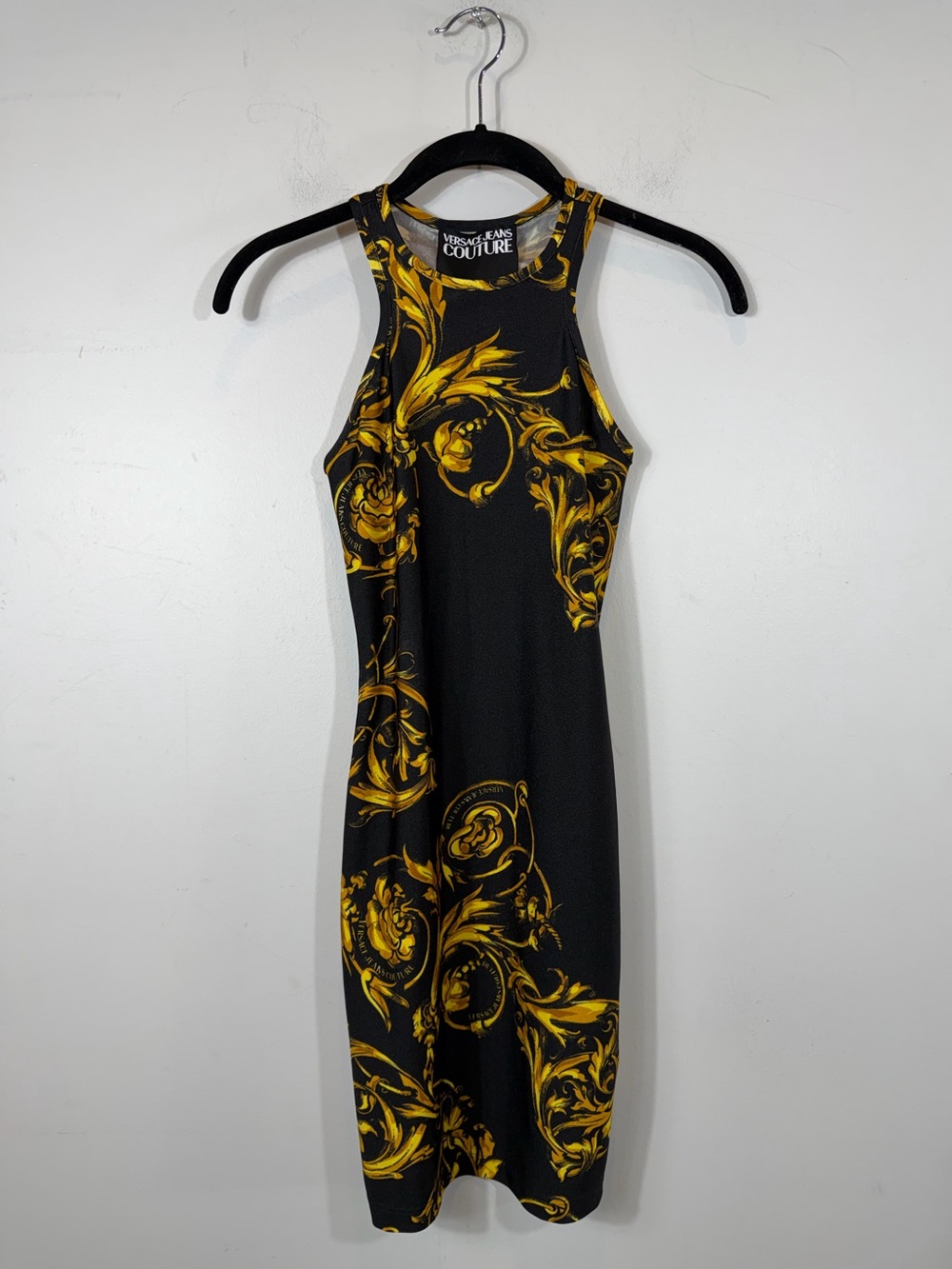 Versace Jeans Couture Baroque Print Bodycon Mini Dress Size 0 XS - Picture 1 of 14